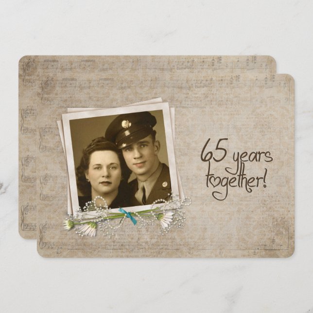 Convites Recepção de Aniversário de 65 Anos de Casamento (Frente/Verso)
