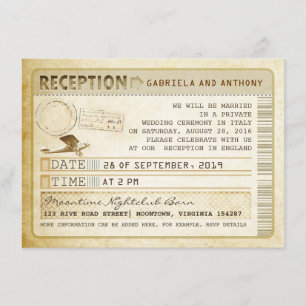 Convites recepção de bilhete vintage