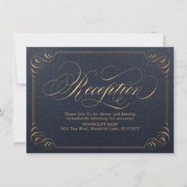 Convites Recepção de caligrafia vintage elegante dourado ma
