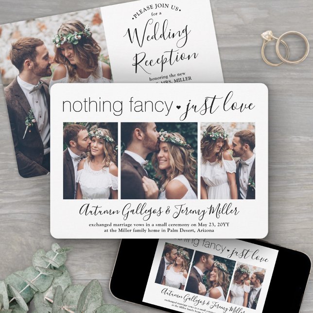 Convites Recepção de Casamento 4 Fotos Nada de Luxo Só Amor (Criador carregado)