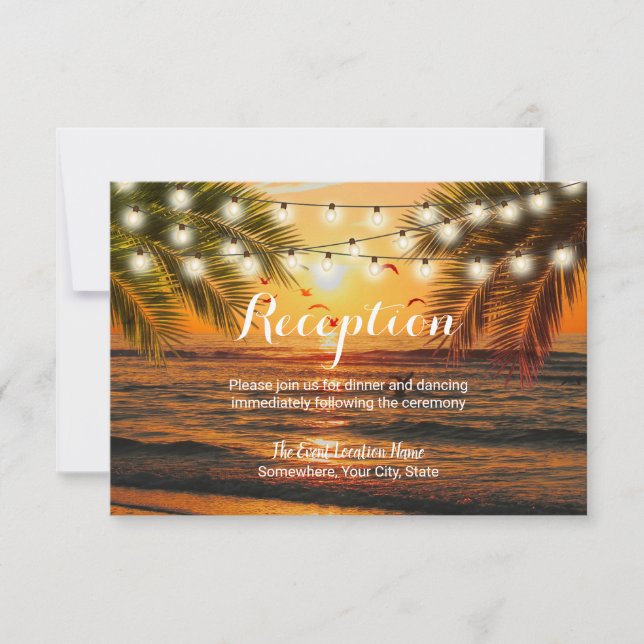 Convites Recepção de Casamento à Beira da Praia no Pôr do S (Frente)