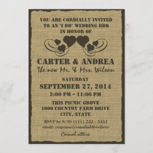 Convites Recepção de Casamento ao Ar Livre com Corações e S