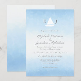 Convites Recepção de Casamento Aquarela Água Encontra o Céu