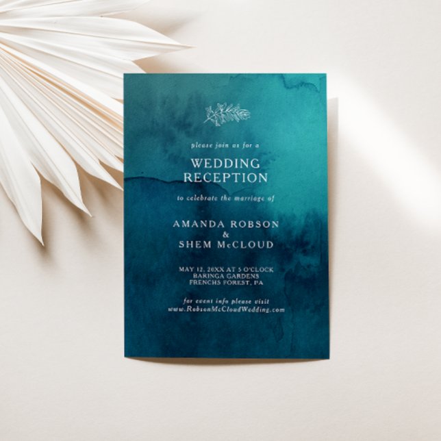 Convites Recepção de Casamento Aquarela Oceano Temperamenta (Criador carregado)