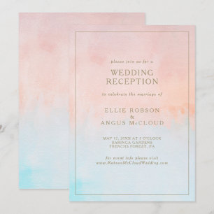 Convites Recepção de Casamento Aquarela Pôr do Sol de Verão