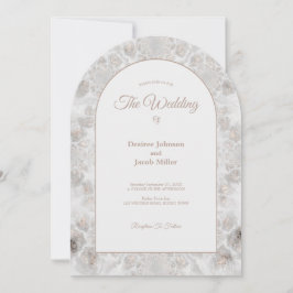 Convites Recepção de Casamento Arco Elegante Dourado Branco