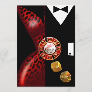 Convites Recepção de Casamento Art Déco em Las Vegas   verm