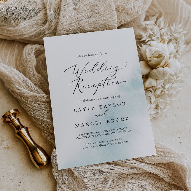 Convites Recepção de Casamento Azul | Aquarela (Criador carregado)