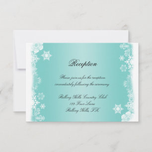 Convites Recepção de casamento azul claro e floco de neve b