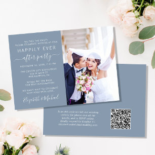 Convites Recepção de casamento Azul Dusty do Código QR de F