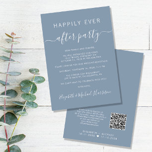 Convites Recepção de casamento Azul Dusty do Código QR Mode