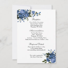 Convites Recepção de casamento azul Elegante Classic Rosa