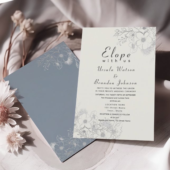 Convites Recepção de Casamento Azul Elegante e Empoeirado (Criador carregado)