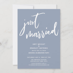 Convites Recepção de Casamento Azul Empoeirado Moderno Recé