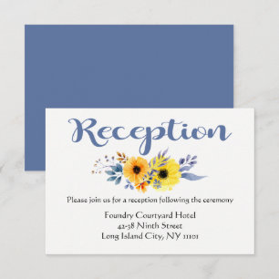 Convites Recepção de Casamento Azul Floral com Flores Amare