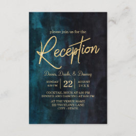 Convites Recepção de Casamento Azul Marinho com Aquarela e 