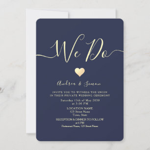 Convites Recepção de Casamento Azul-Marinho Elegante