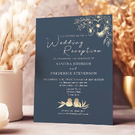 Convites Recepção de Casamento Azul Marinho Elegante