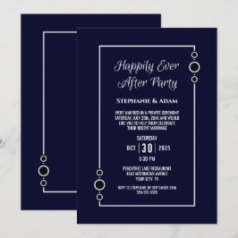 Convites Recepção de Casamento Azul Marinho Felizes para Se