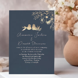 Convites Recepção de Casamento Azul Marinho Moderna e Elega