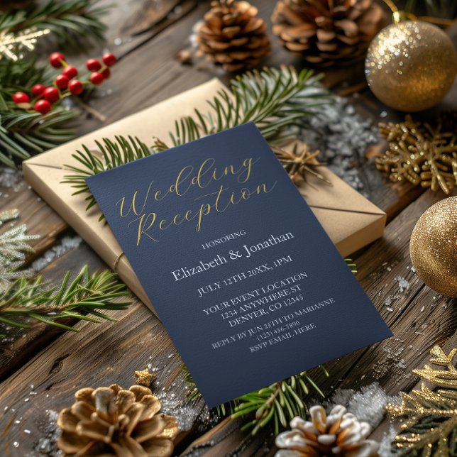 Convites Recepção de casamento Azul Opulente (Criador carregado)