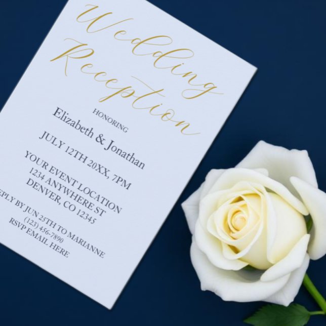 Convites Recepção de Casamento Azul Opulento (Criador carregado)