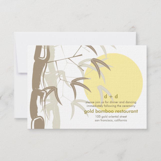 Convites Recepção de Casamento Bamboo Zen Nascer do Sol Ama (Frente)