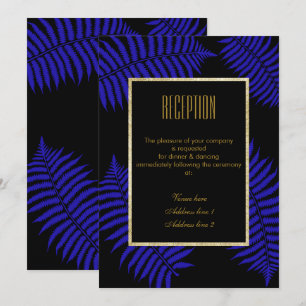 Convites Recepção de Casamento Beautiful Blue Leaf Bracken