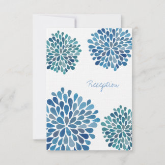Convites Recepção de casamento Blue Watercolor Dahlias