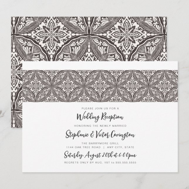 Convites Recepção de casamento Boho Medallion (Frente/Verso)