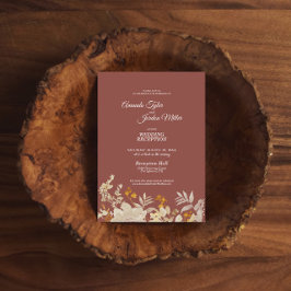 Convites Recepção de Casamento Boho Outono Rosa Empoeirada