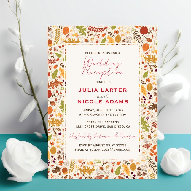 Convites Recepção de Casamento Boho Seco Rústico de Outono (Criador carregado)