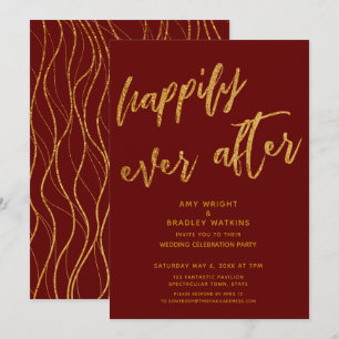 Convites Recepção de Casamento Borgonha Feliz para Sempre D