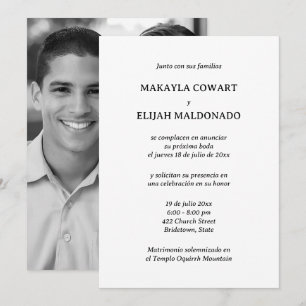 Convites Recepção de casamento branca e negra espanhola
