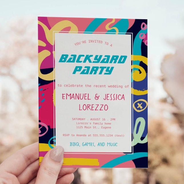 Convites Recepção de casamento Casual das Portas Retro Bril (Criador carregado)