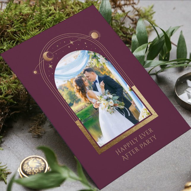 Convites Recepção de Casamento Celestial Dourado Ameixa Mís (Criador carregado)