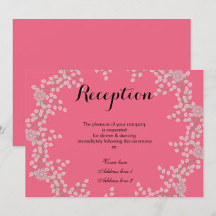Convites Recepção de Casamento Chic Pink Floral & Pérolas