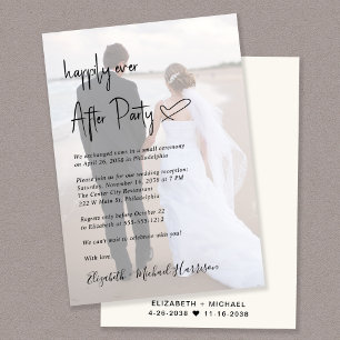 Convites Recepção de casamento Chic Script Photo Overlay Cr