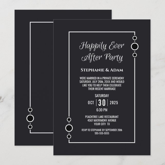Convites Recepção de Casamento Cinza Felizes para Sempre (Frente/Verso)