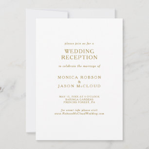 Convites Recepção de Casamento Clássica Minimalista Dourada