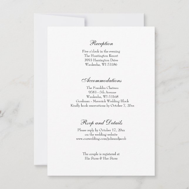 Convites Recepção de Casamento Clássica Preta e Branca Eleg (Frente)