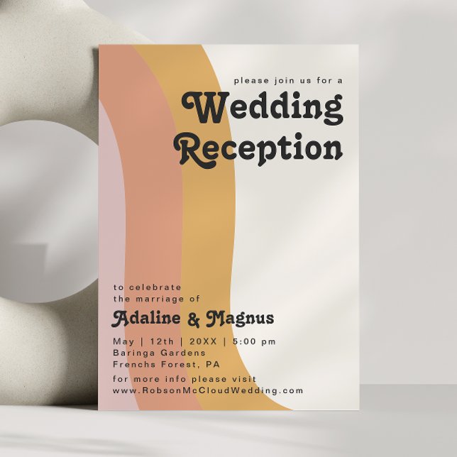 Convites Recepção de Casamento Colorida com Estilo Retro Mo (Criador carregado)