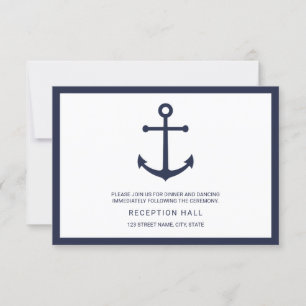 Convites Recepção de Casamento com Âncora Azul Marinho Náut