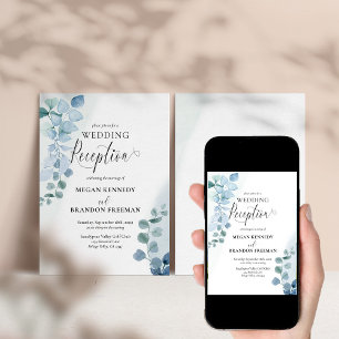 Convites Recepção de Casamento com Aquarela de Eucalipto Em