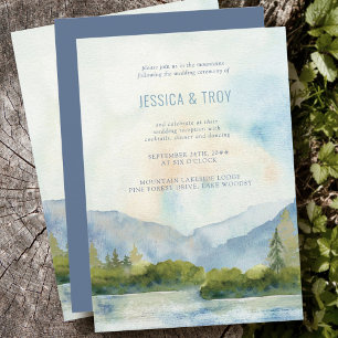 Convites Recepção de Casamento com Aquarela do Lago da Mont