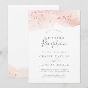 Convites Recepção de Casamento com Aquarela em Rose Gold
