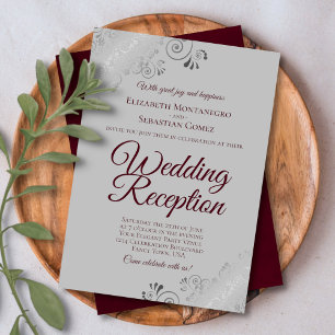 Convites Recepção de Casamento com Bordados Prateados e Bur