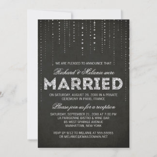 Convites Recepção de Casamento com Brilho Preto e Prata Som