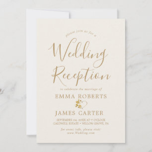 Convites Recepção de Casamento com Caligrafia em Dourado De