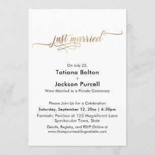 Convites Recepção de Casamento com Caligrafia em Dourado El